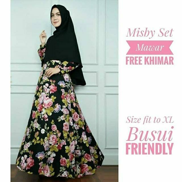 GAMIS / DRESS MISBY SET HIJAB Dongker(ranting)