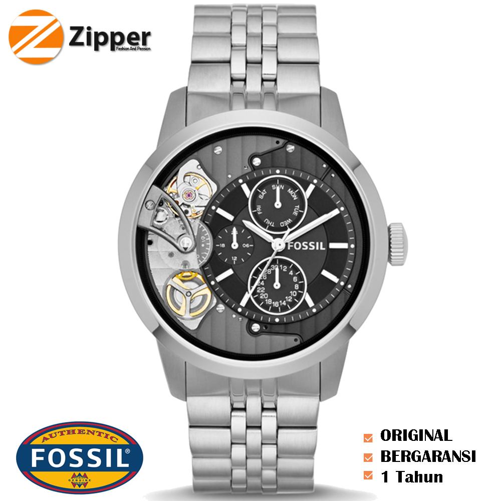 Fossil Jam Tangan Pria Spesial - ME1135 Townsman Black Dial Stainless Steel Bracelet Watch