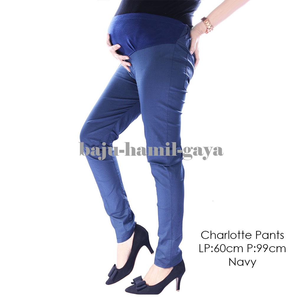 Baju Hamil Gaya - Celana Hamil Kerja - CHARLOTTE PANTS NAVY - Celana Hamil Murah / Celana Hamil / Celana Ibu Hamil / Celana Panjang Ibu Hamil / Celana Kerja Ibu Hamil / Baju Wanita Harga Murah / Baju Cewek Kekinian / Fashion Wanita / Baju Hamil Murah