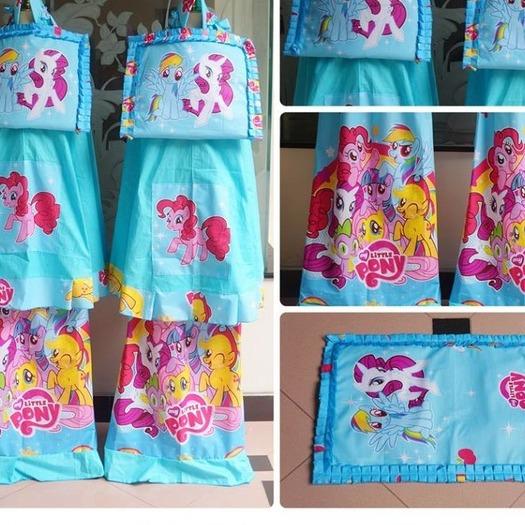 Mukena Anak motif kartun LP, Biru (Size S)