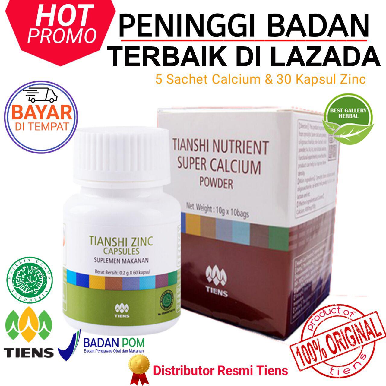 Obat Peninggi Badan Alami Grow Up TIENS Super / BISA COD / 5 Saset Kalsium dan 30 Kapsul zinc / (100% Terbukti) / Paling Di suka Di Indonesia / TERBAIK BERKUALITAS Di LAZADA PROMO Murah By Best Gallery Herbal