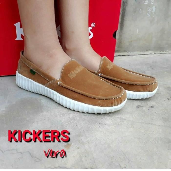 Promo SEPATU KICKERS VERA SELOP SLIP ON CEWEK WANITA LOAFERS SUEDE TERBARU Gratis Ongkir