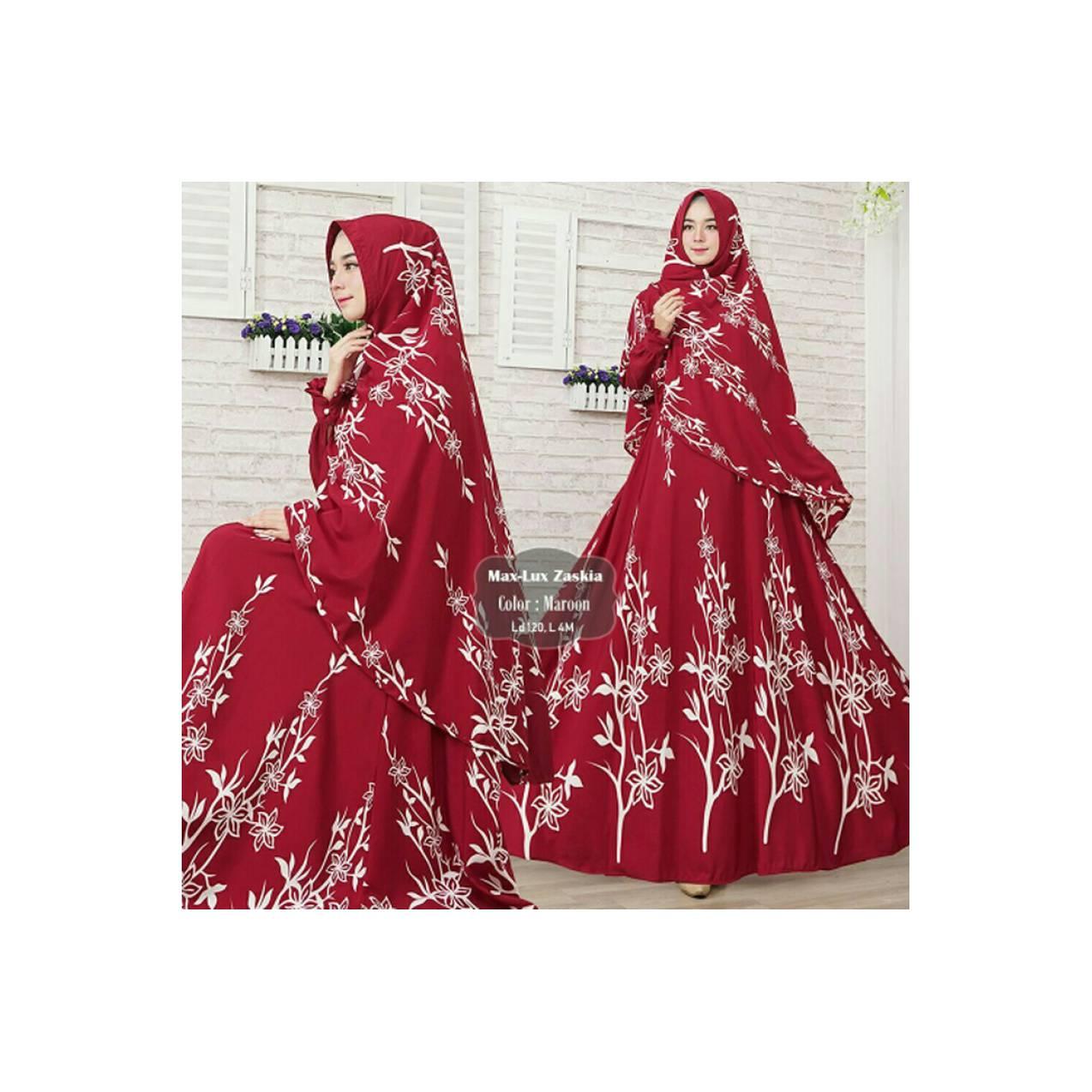 Baju Muslim wanita Gamis Muslimah Syari Premium MaxLuv Zaskia Maroon