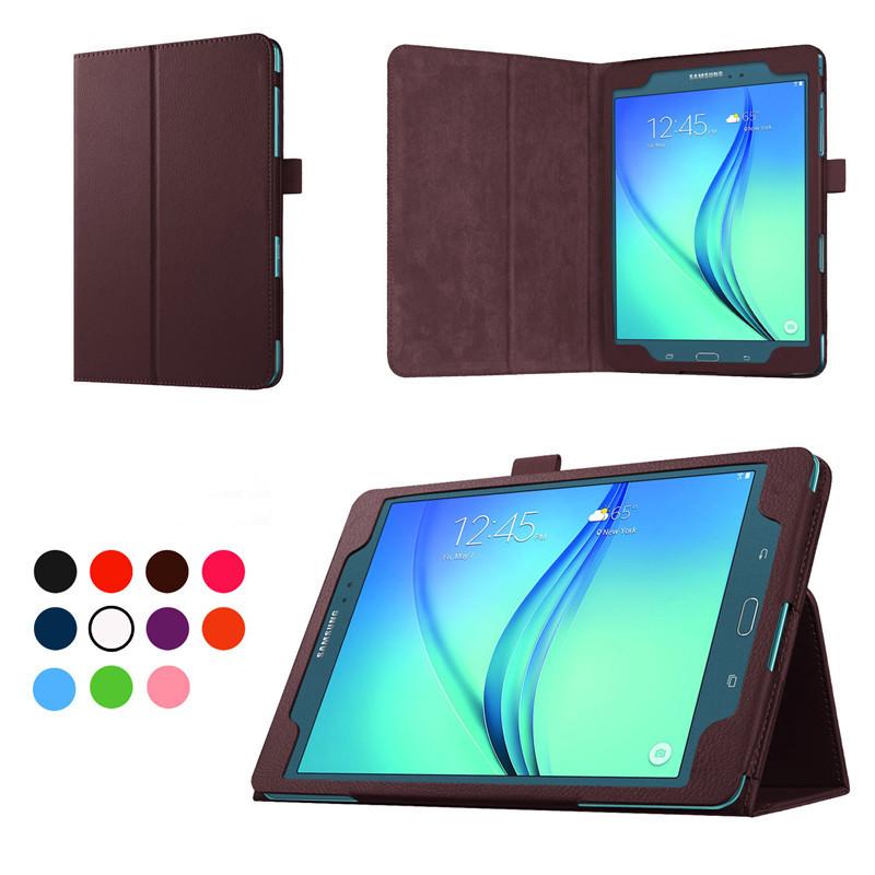 1 Pc/lot Litchi Pola To Samsung Galaksi Tab Sebuah T350 Penyangga PU Kulit Sarung Case Anda Samsung Galaksi Tab Sebuah 8.0 T350 T355 8