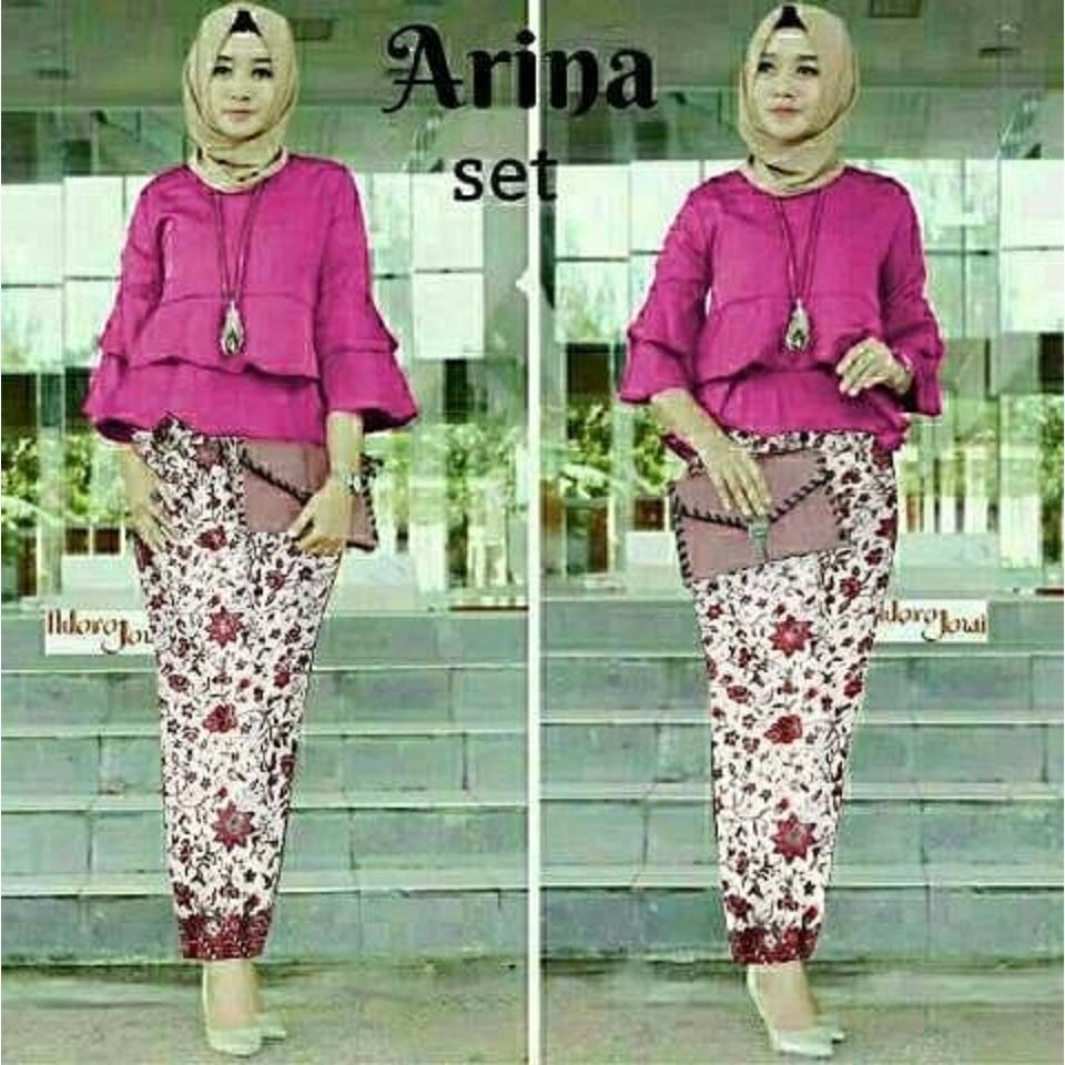 SETELAN KEBAYA ARINA/kebaya wisuda modern/kebaya batik murah/rok lilit