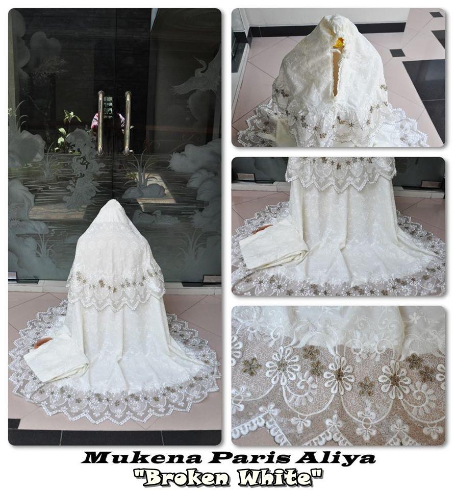 TERLARIS!!! MUKENA KATUN PARIS ALIYA PUTIH TULANG / BROKEN WHITE mukena mewah / mukena dewasa / mukena tatuis / mukena anak / mukena bali / mukena katun jepang