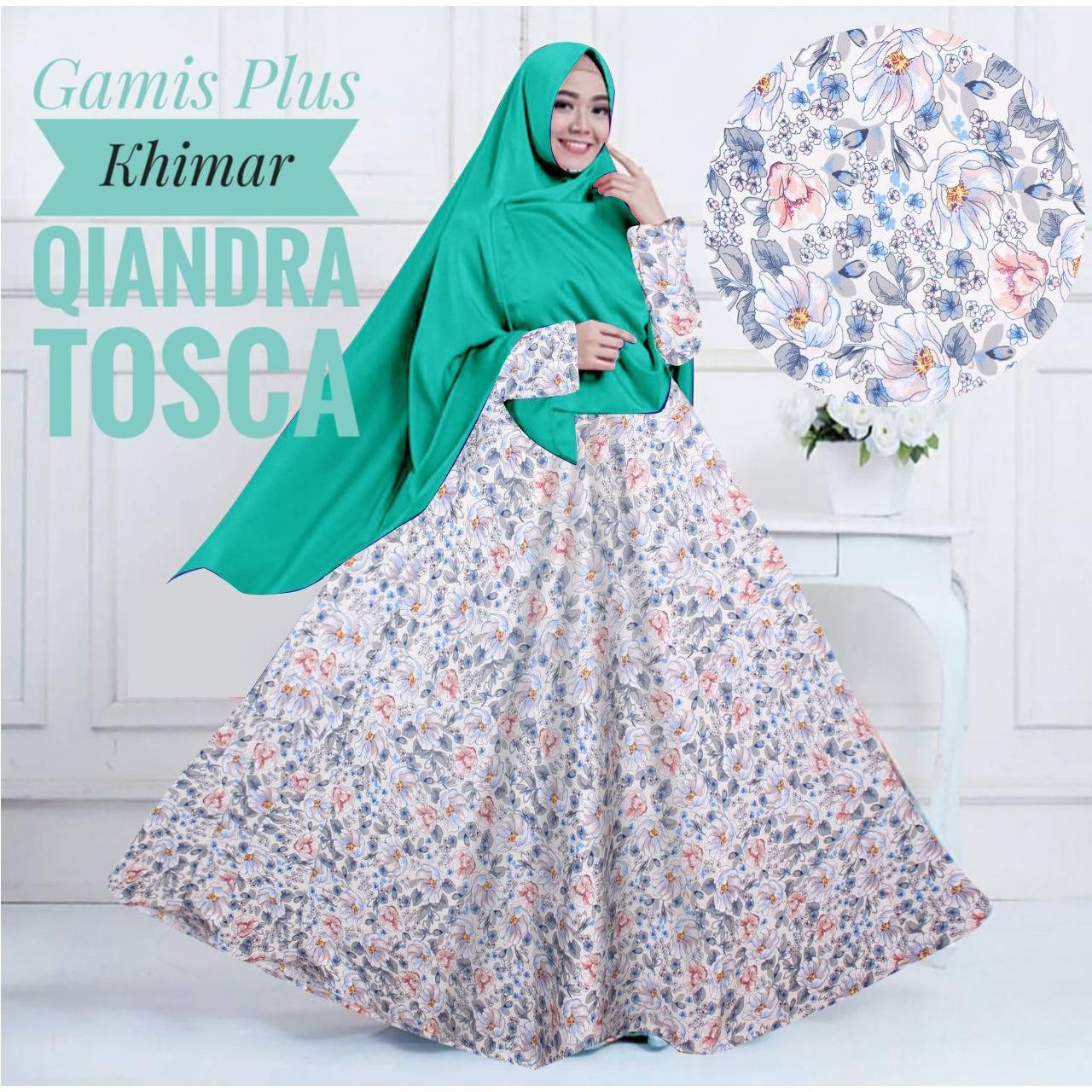 Gamis Baloteli Super Qiandra Set Dengan Khimar Warna Tosca