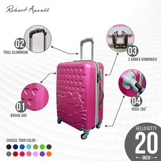 Koper kabin 20''inch Robert Ansell 4 Roda Putar Hello kity, Koper murah, Koper wanita, Koper travel, Koper fiber, Koper Abs Hardcase