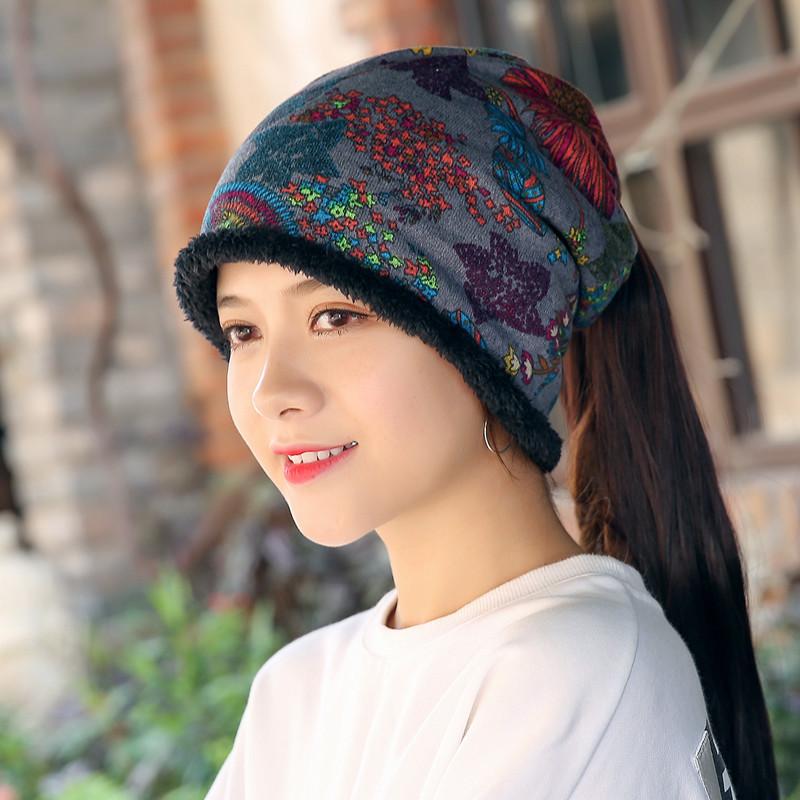 Womens Ethnic Cotton Beanie Hat Vintage 