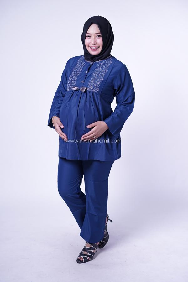 Mama Hamil Baju Hamil Setelan Hamil PP Pita Bordir Raisha + Hijab Marun / Baju JUMBO / BIG SIZE / Atasan Hamil / Kemeja Hamil / Kemeja / Baju Murah / Celana Hamil / Ibu Hamil Menyusui / Baju Hamil Kantor