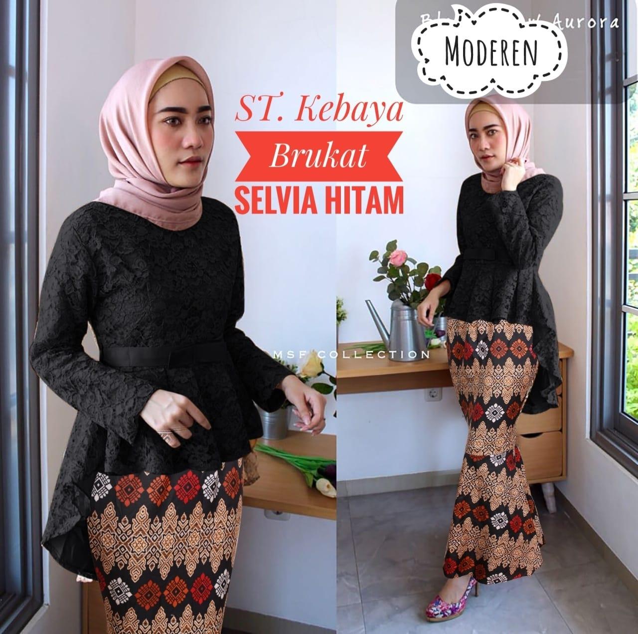KEBAYA MODEREN KEBAYA BRUKAT MURAH KEBAYA PESTA ROK MAXI ROK DUYUNG KEBAYA MUSLIMAH SELVIA WARNA HITAM