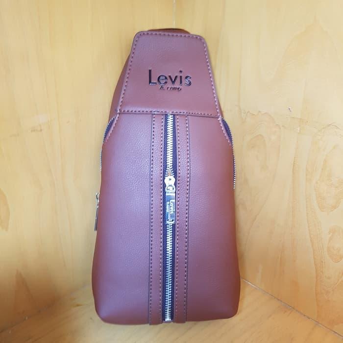 Sling Bag Pria - Tas Selempang Kulit Sintetis Levis