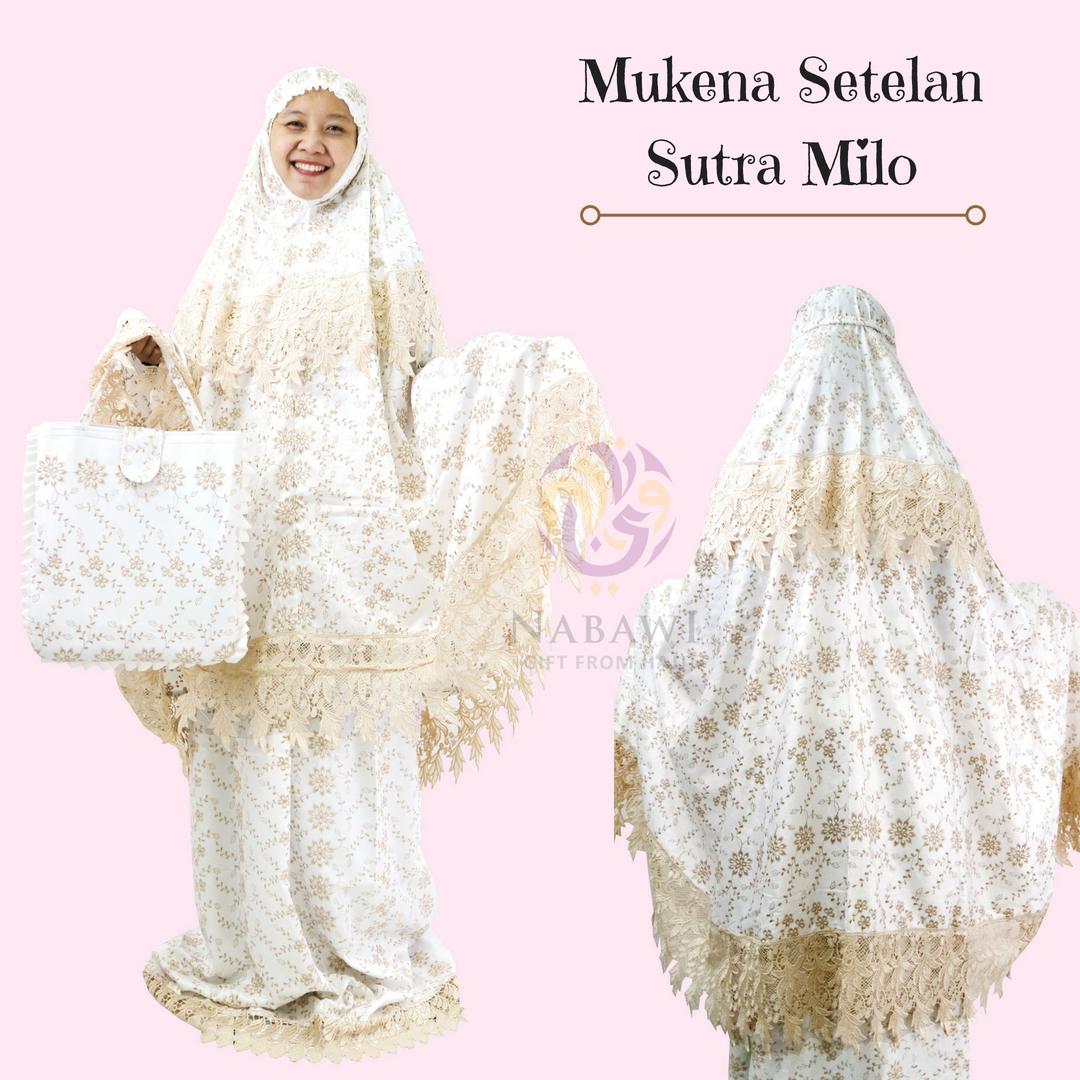 Mukena Mukenah Setelan Sutra Sutera Milo Renda Ukuran Jumbo Souvenir Oleh Oleh Haji Umroh