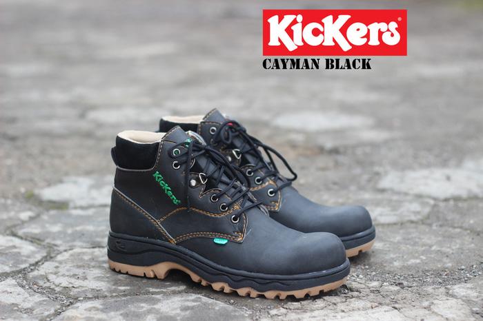 Sepatu boots safety pria kickers cayman hitam coklat