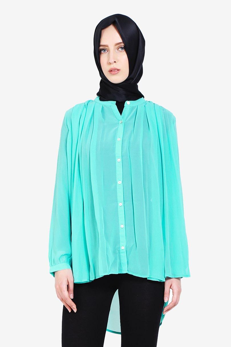 Hanna Hijab Pakaian Blouse dan Kemeja Wanita Abel Tops Green