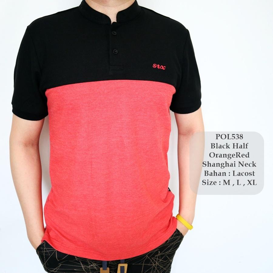 TGF 538 Polo Shirt Kombinasi Hitam / Baju Kerah Koko / Kaos Kerah Sanghai / Polo Shirt Pria
