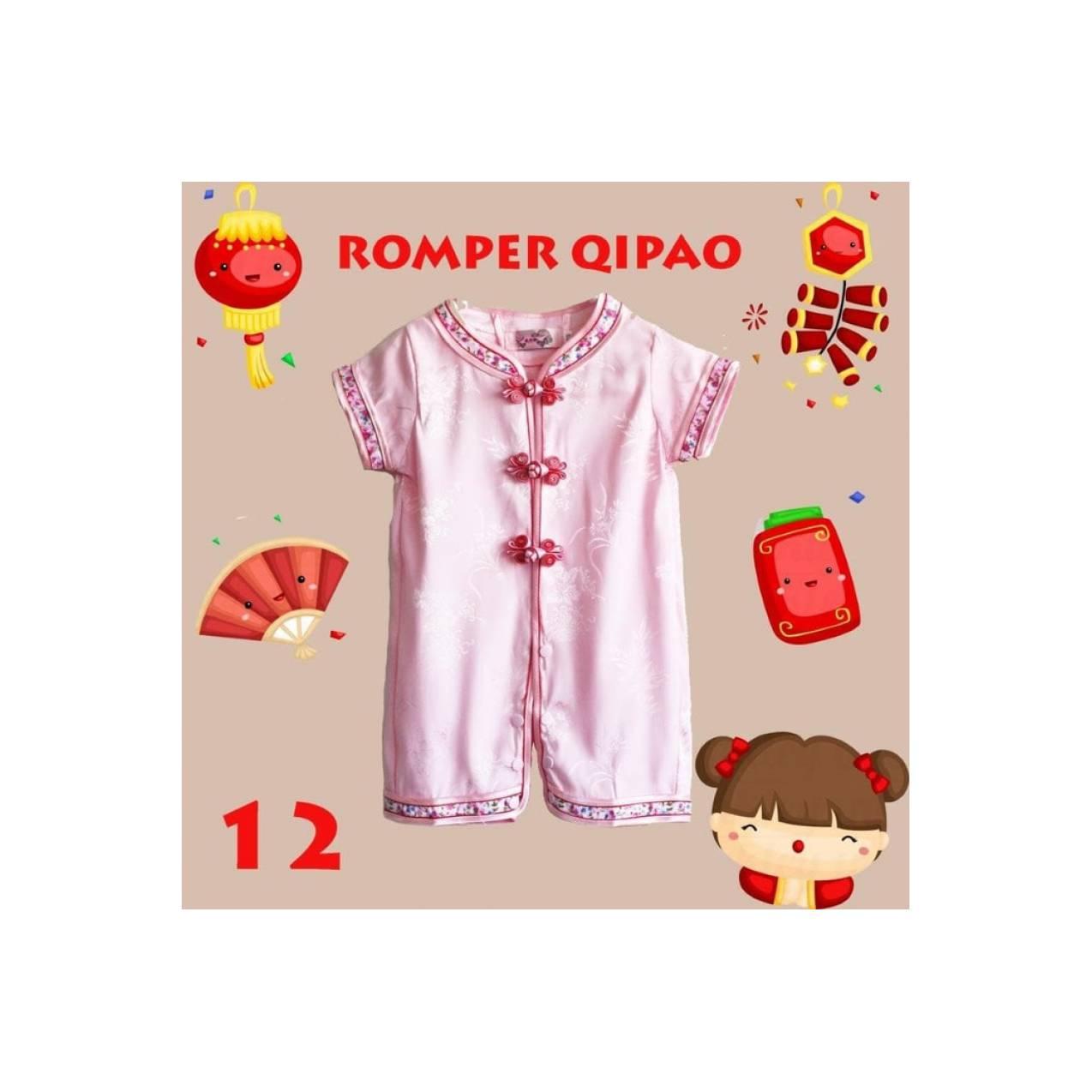 romper baju imlek cheongsam anak bayi cewe perempuan pink bunga sakura