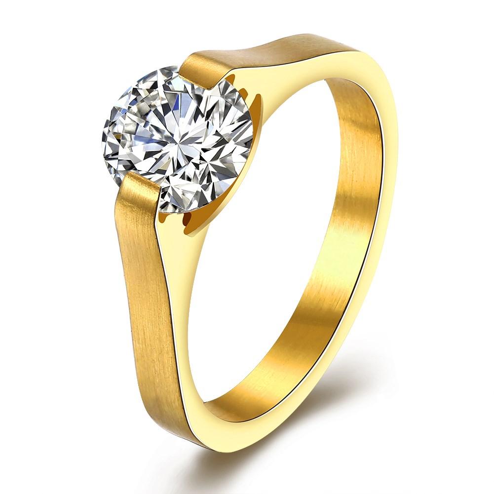 Titanium cincin seri wanita cincin berlian melingkar sederhana perhiasan emas grosir TGR183