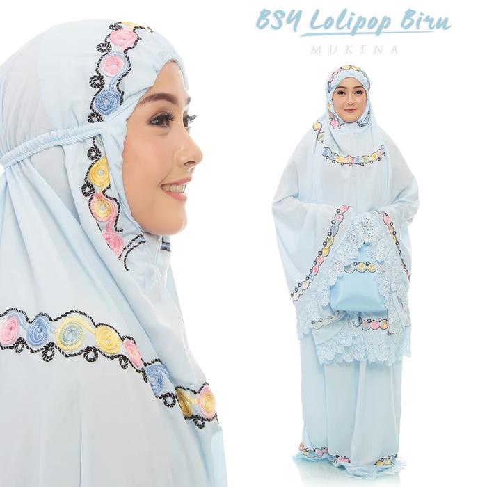 Auf Hammas Mukena mewah / Mukena dewasa / Mukena bali / Mukenah / Mukena katun jepang / Mukenah Wanita / Mukena Putih / Mukenah Murah / Mukenah Jumbo / Mukenah Remaja / Mukenah Dewasa BSY Lolipop Biru