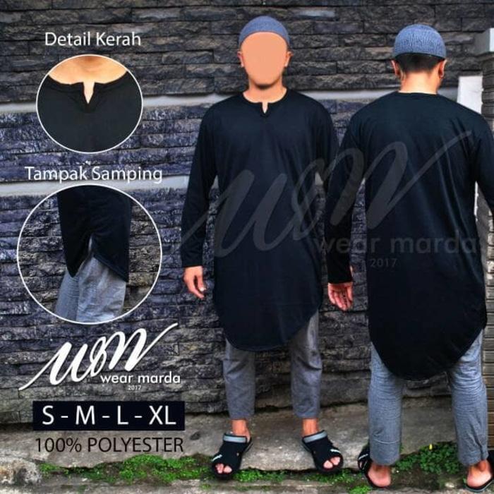 baju koko muslim pria gamis pakistan bahan kaos lengan panjang