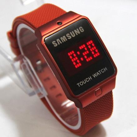Jam Tangan Samsung Led Touch warna Merah Maron Untuk Pria Dan Wanita