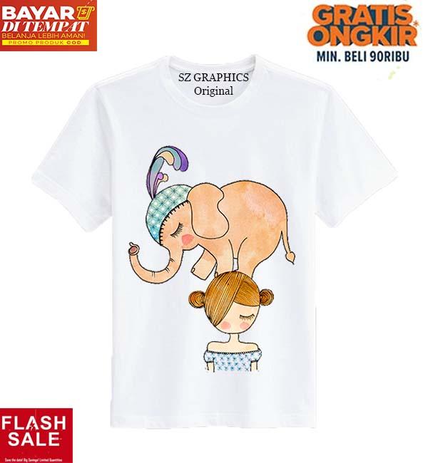 Sz Graphics Circus T Shirt Wanita Kaos Wanita T Shirt Fashion Wanita T Shirt Kaos Distro Wanita-Putih