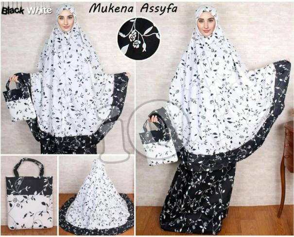 Chrystion Mukena Katun Jepang Dewasa Motif Daun Bunga Muslimah Kekinian