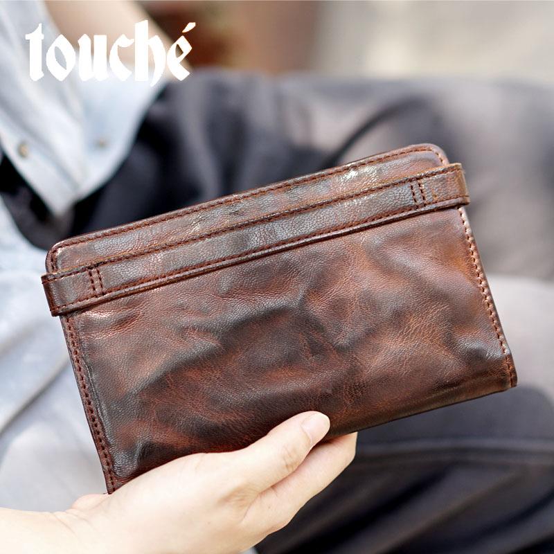 Ditambah Dompet Retro Kulit Domba Rajut Sampul Paspor IPhone6 Tas HP (Retro Brown)