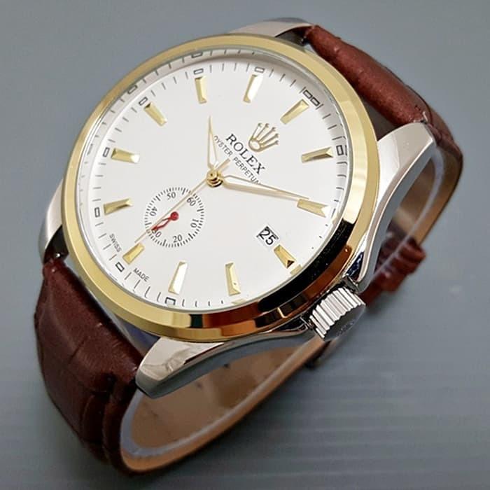 Jam tangan pria / Jam tangan pria original / Jam tangan pria murah / Jam tangan pria terbaru / Jam tangan pria swiss army / Jam tangan pria terbaik / Jam Tangan Pria / Cowok Rolex Automatic Big Size Leather Brown Kombi DISKON MURAH!!!