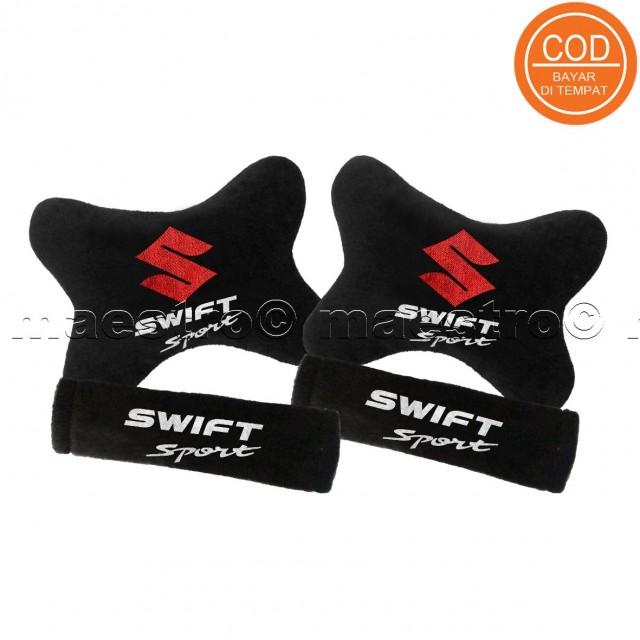 Aksesoris bantal leher jok mobil lucu unik Set 2in1 Suzuki Swift