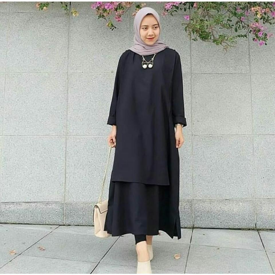 Ria_Store MC229 Carey Tunik Black // Busana Muslim Wanita MC229 Carey Tunik Black // Maxi Dress / Dress Maxi Tunik / Maxi Muslim / Dress Muslim / Busana Muslim / Baju Muslim / Hijab Fashion / Hijab Style - Hight Quality