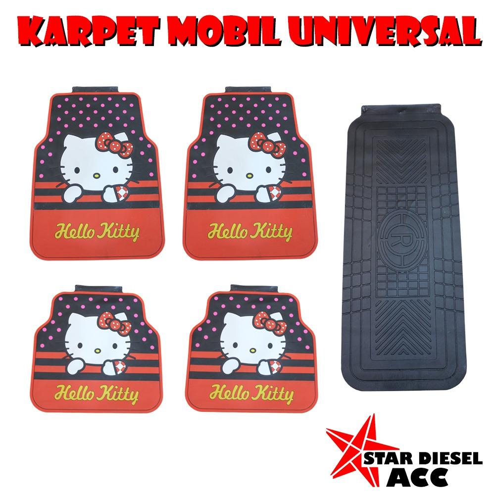 Karpet Mobil Lantai Universal 5PC (Hello kitty Polkadot Pink)