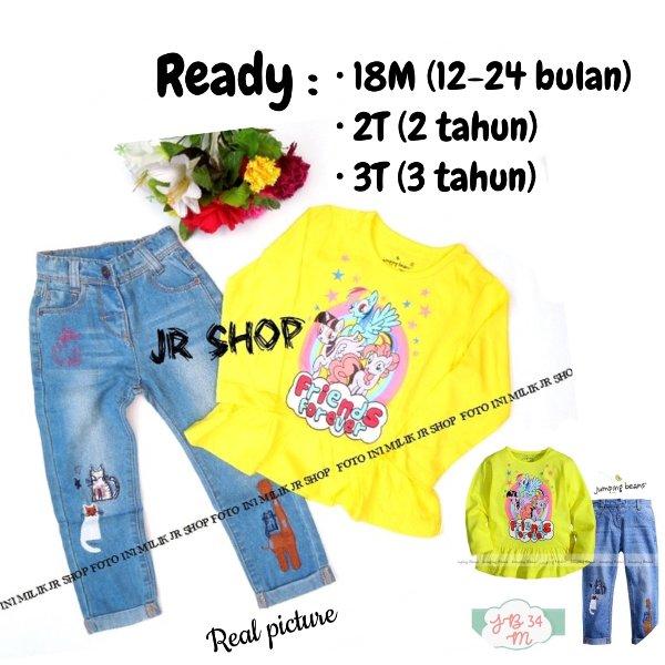 setelan anak kaos my little pony celana jeans bordir jumping beans baju anak import