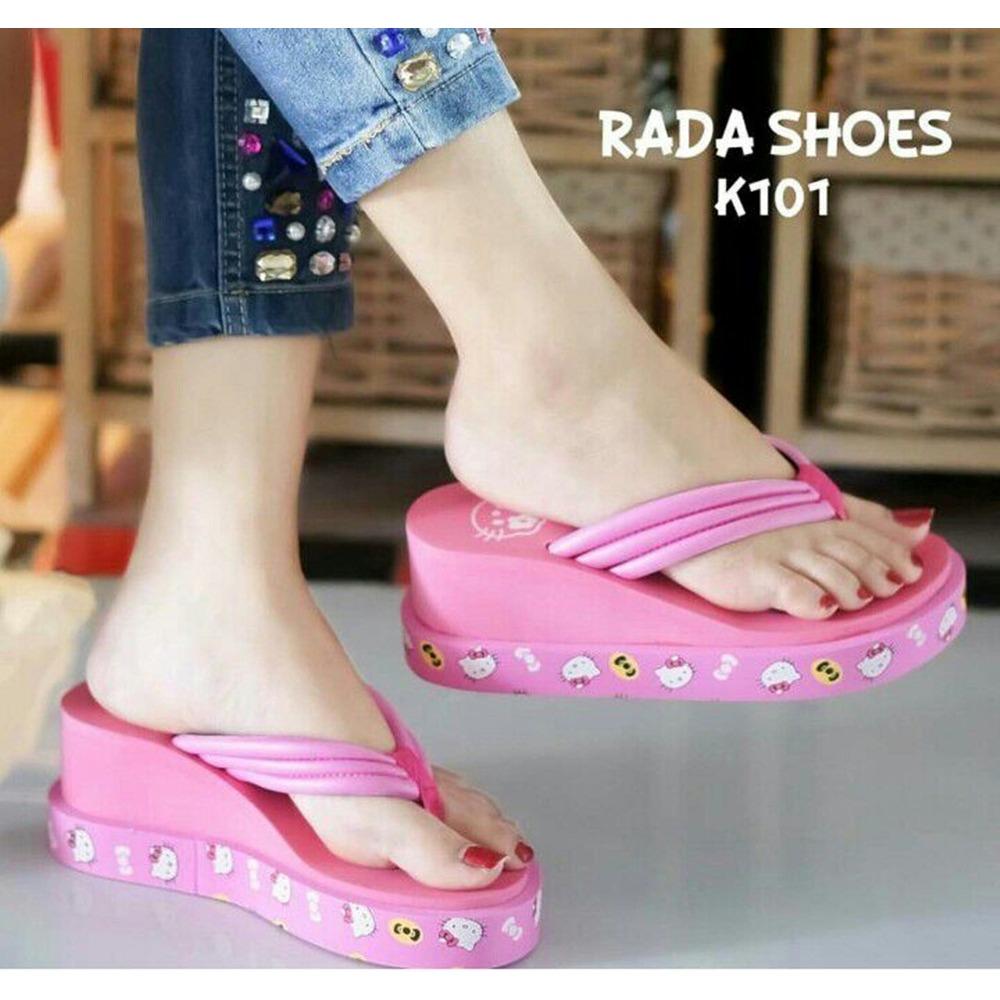 Sandal Wedges Wanita Pink Helokity