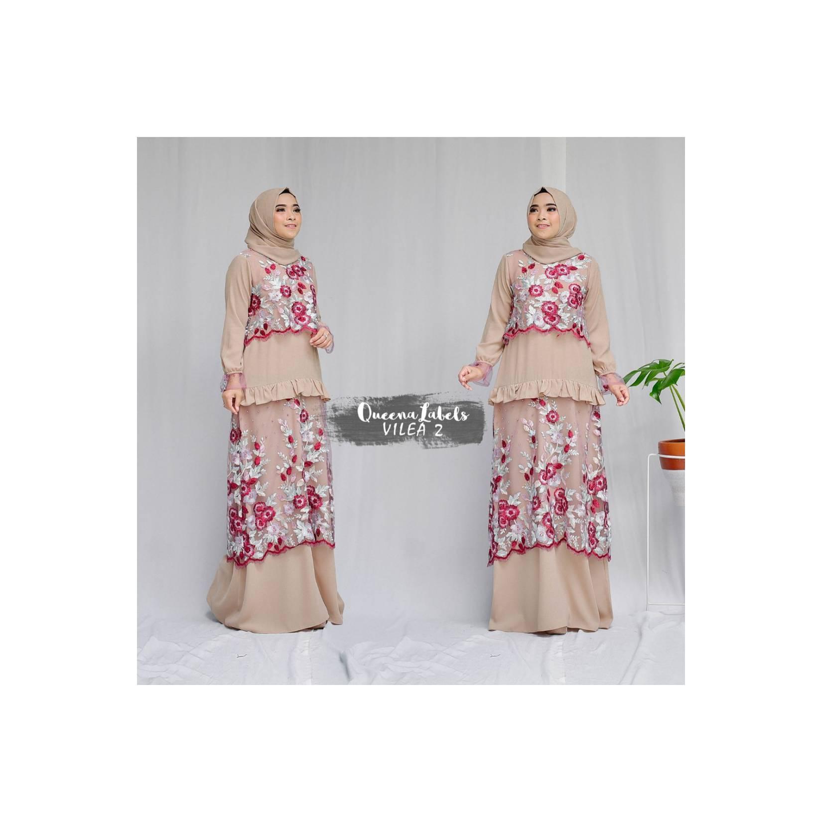 Gamis branded bordir ori vilea dress by queenalabels modern remaja