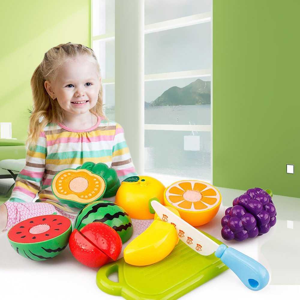 Eigia Mainan Anak Miniatur Buah dan Sayur Potong 6 Pc Fruit Vegetable Kids Toy Mainan Edukasi Edukatif Hadiah Kado Ulang Tahun Birthday Gift Pengenalan Warna Material Plastik Aman Ada Papan Potong Pisau Splitable Koleksi s5057 - Multicolor