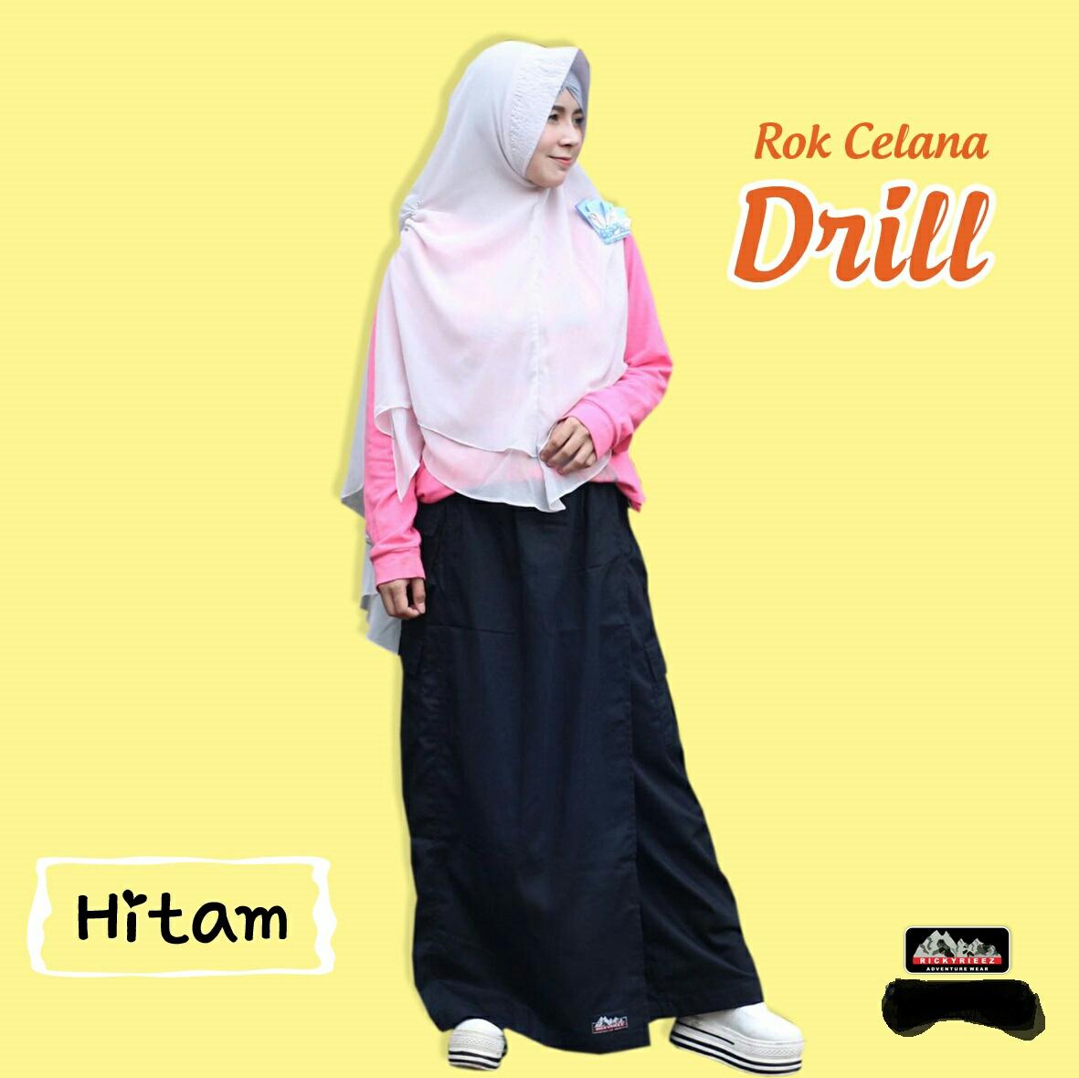 Rickyriezz Rok Celana Muslimah Drill [Hitam-Biru Dongker-Coklat Pemda]