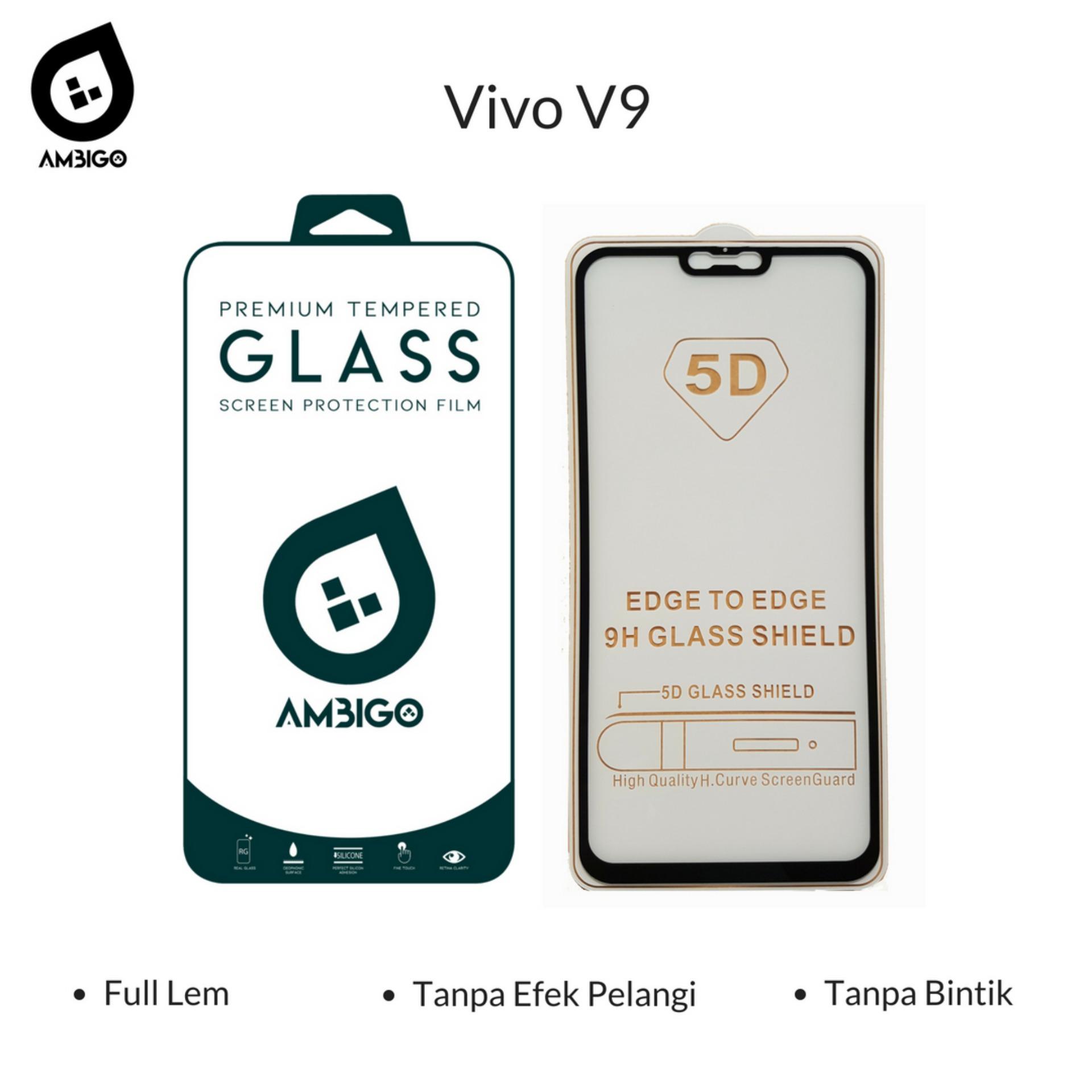 Ambigo 5D Tempered Glass Screen Protector Vivo V9 Full Cover Glue - Black