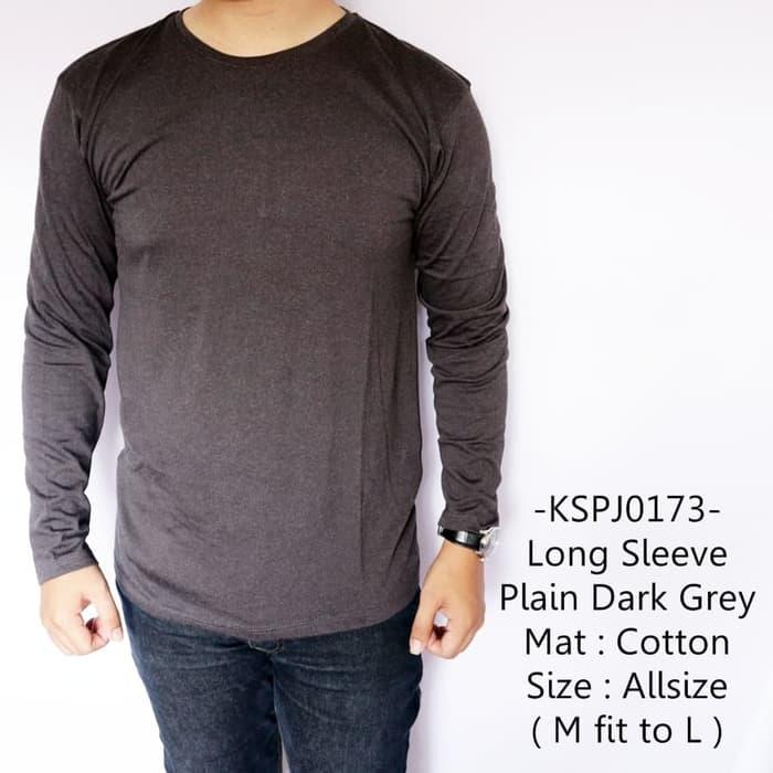 Avocado - Baju Lengan Panjang Pria Distro Long Sleeve Plain Dark Grey Murah