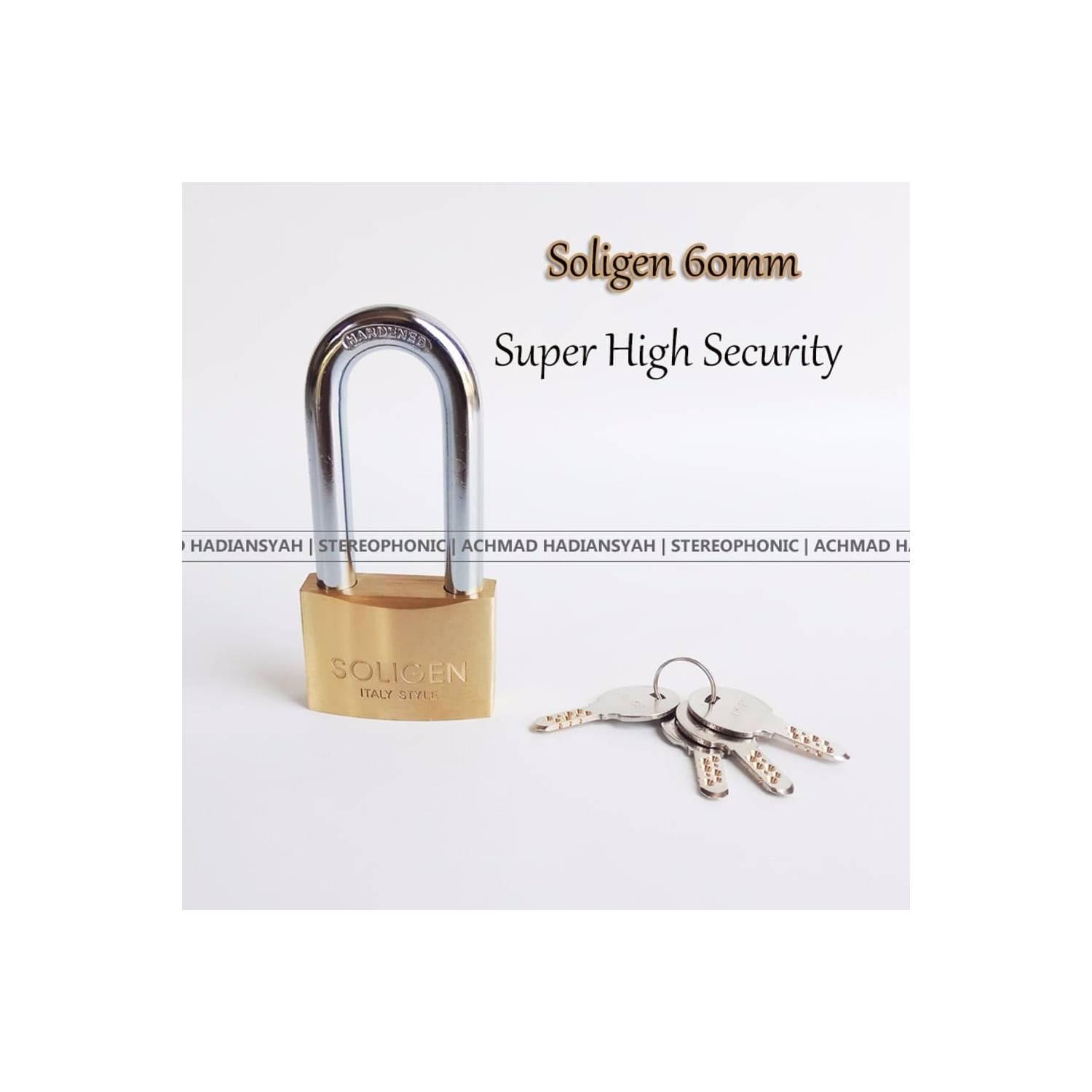 Gembok Soligen 60 Mm Kuning Leher Panjang Kunci Sepeda Gembok Sepeda