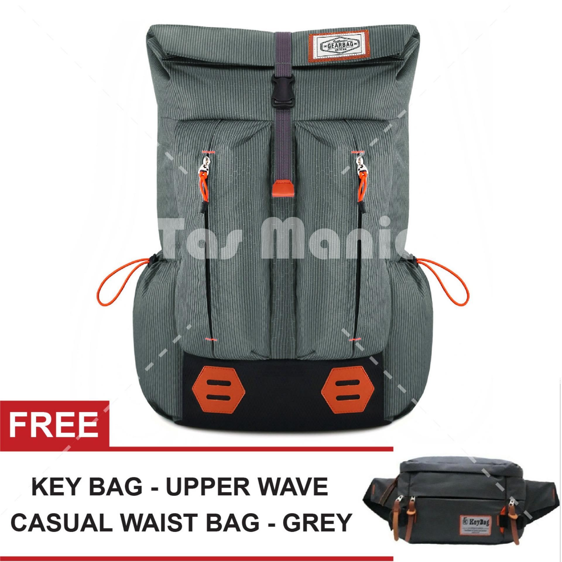 Tas Ransel Gear Bag Mount Everest - Adventure Tas Laptop Backpack - GREY JB + FREE Key Bag Upper Wave Casual Waist Bag Random Color Tas Pria Tas Gunung Tas Messenger Tas Slempang Tas Fashion Pria