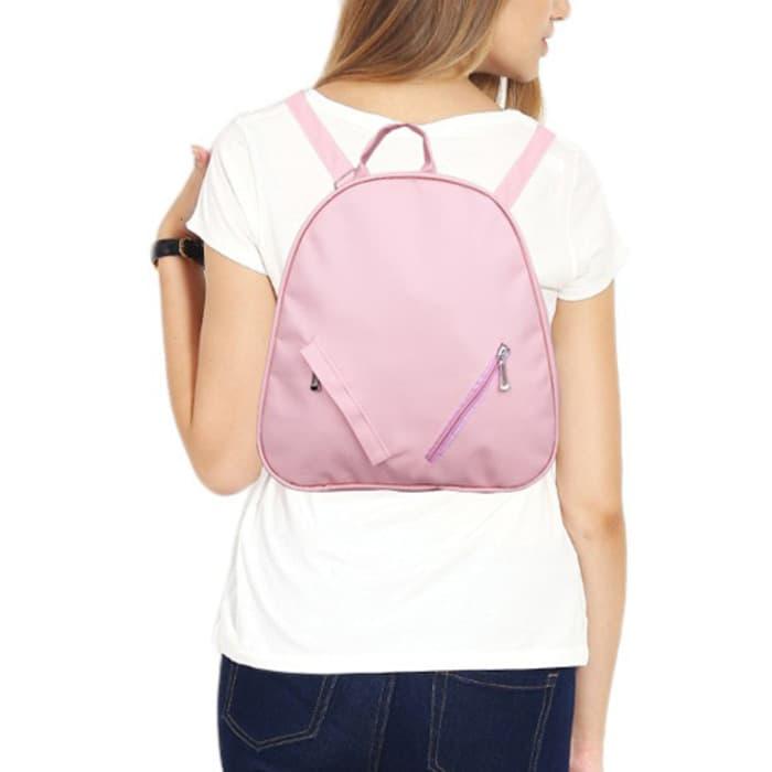 Jual Tas Punggung Cewek Backpack Wanita Polos Pink Double