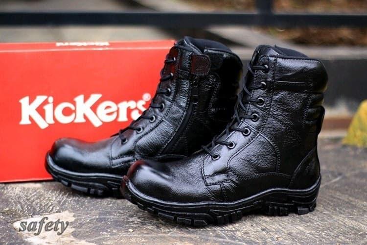 Promo SEPATU BOOTS TACTICAL GAGAH BAGUS KUAT TNI KICKERS 03 PDL KULIT HITAM Diskon