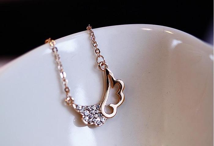 kalung emas sayap berlian diamond wings love small necklace jka074