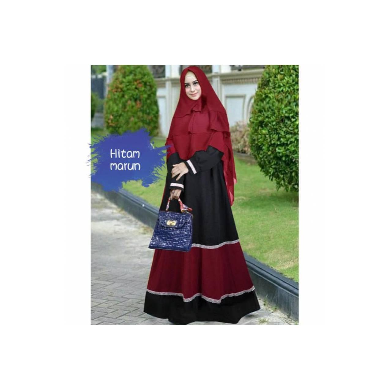FASHION WANITA DAN PRIA GAMIS SYARI SANAYA HITAM MARUN BAJU MUSLIM