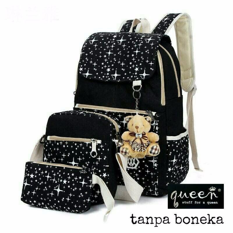 Jual PROMO Tas Ransel Punggung Sekolah Anak / Wanita Star Bintang 3in1 HTM - Hitam Promo