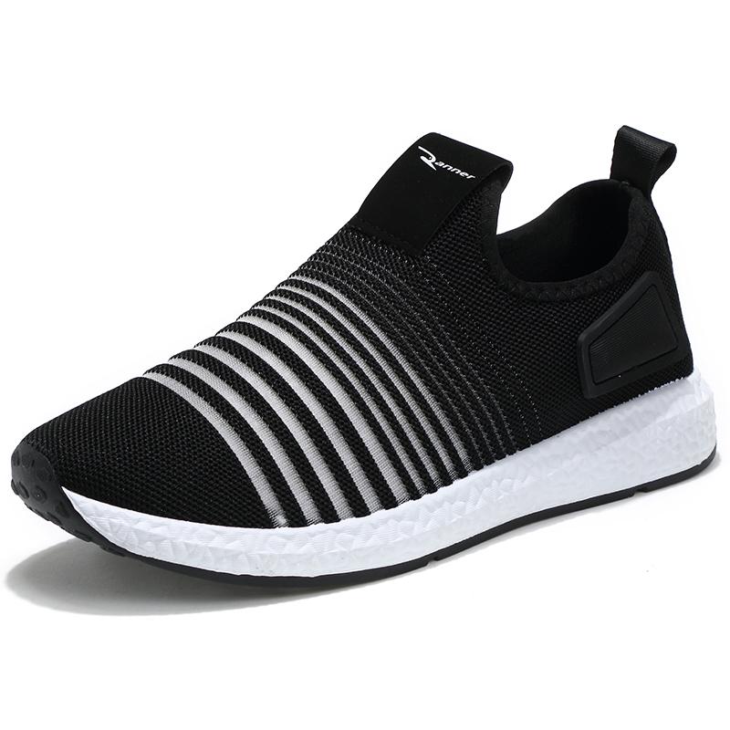 Pria Fashion Sneaker Sepatu Olahraga Kasual Ringan Bernapas Slip-on Sepatu Lari- internasional