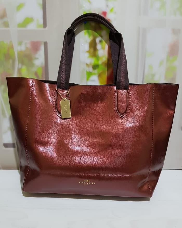 ASLI!!! TAS COACH ORIGINAL - COACH DERBY LARGE TOTE CHERRY METALLIC - BlAcaM