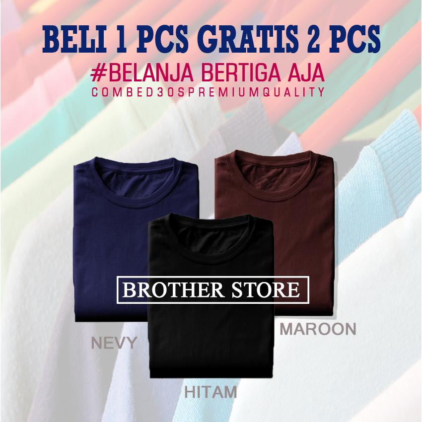 Kaos polos beli 1 gratis 2 pcs Hitam Nevy Maroon Premium