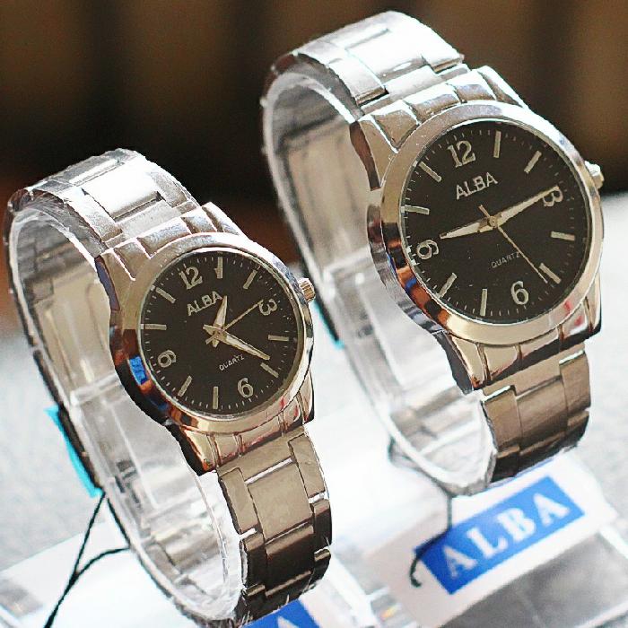 jam tangan couple rantai alba termurah / jtr 1189 hitam